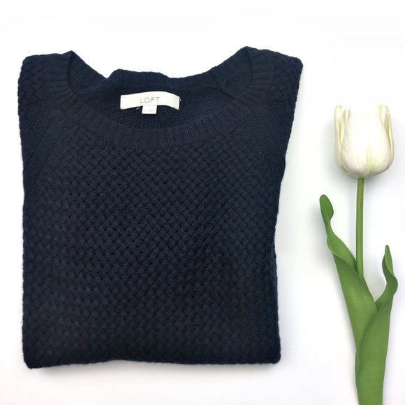 Loft Navy Blue Knit Sweater - Picture 2 of 3
